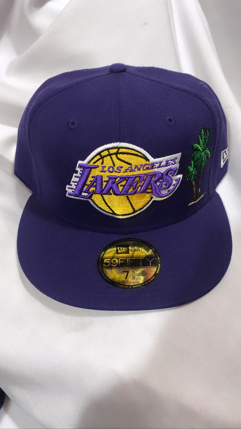 Los Angeles Lakers NBA 59Fifty New Era Palm Trees & Tacos Grey Visor Mens Fitted Hat