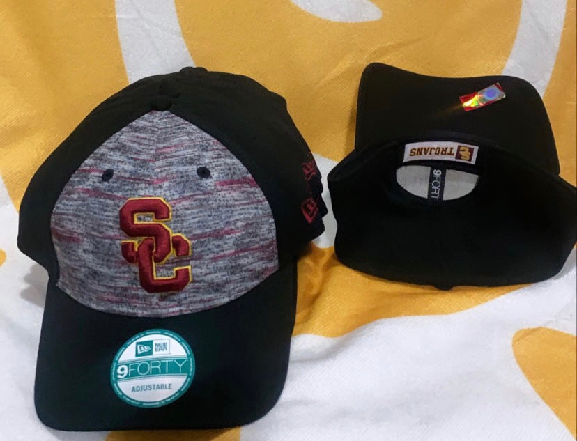 USC Trojans New Era 9Forty Adjustable Trucker Hat - Black/Heather Grey