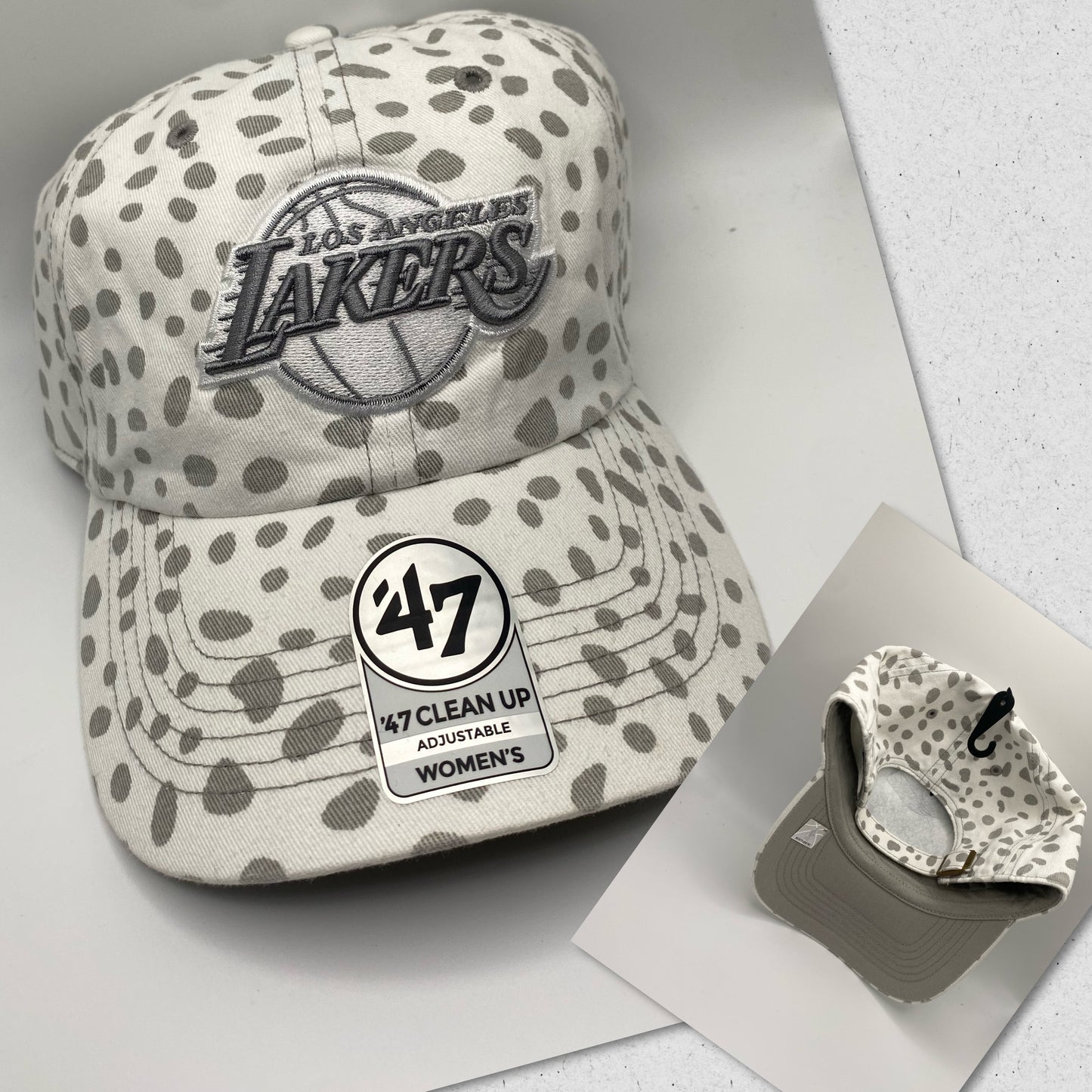 Los Angeles Lakers NBA ‘47 Clean Up Grey Cheetah Adjustable Women Hat