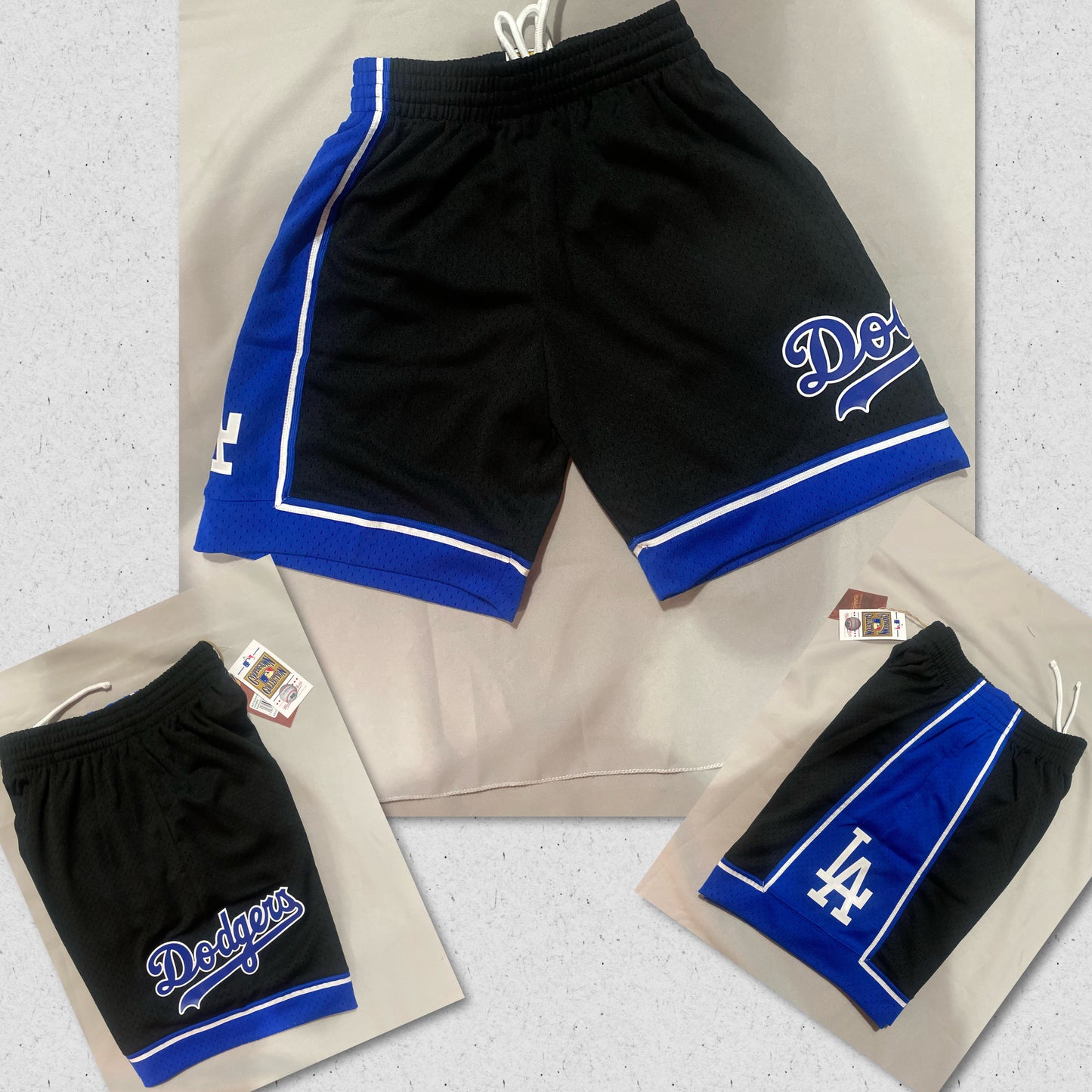 Los Angeles Dodgers MLB Mitchell & Ness Cooperstown Collection Mens Mesh Shorts Black/Royal Blue