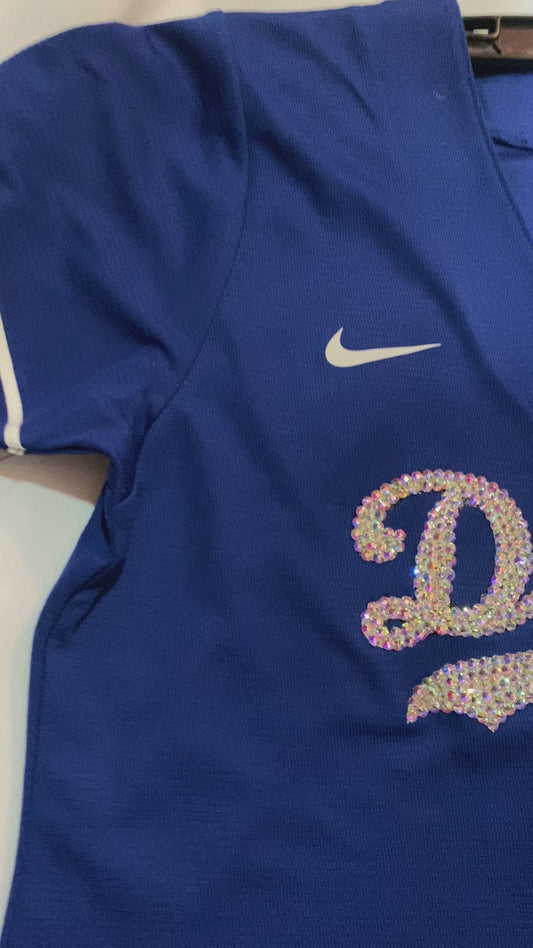 Los Angeles Dodgers MLB Nike Genuine Merchandise Royal Blue Bedazzled KERSHAW #22 Jersey for Women