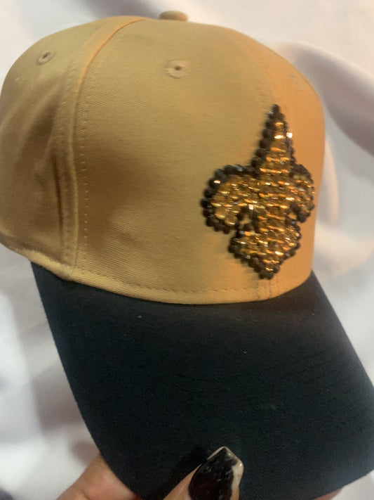 New Orleans Saints NFL Reebok Bedazzled Adjustable Hat Old Gold/Black