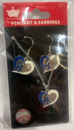 Los Angeles Dodgers MLB Matched Pendant and Earrings Set.