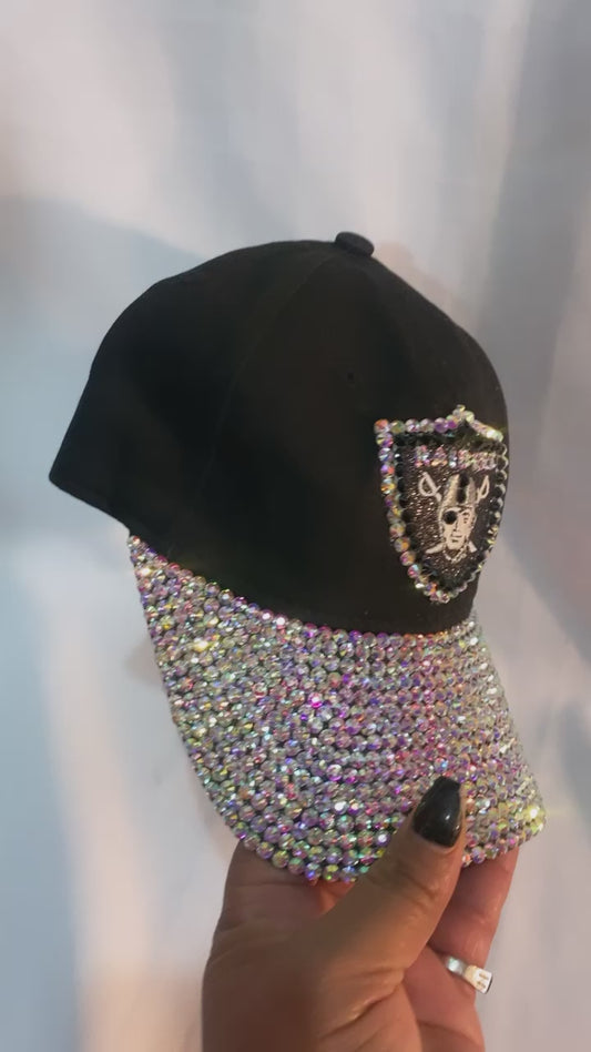 Las Vegas Raiders Bedazzled Visor and front Logo Adjustable Hat