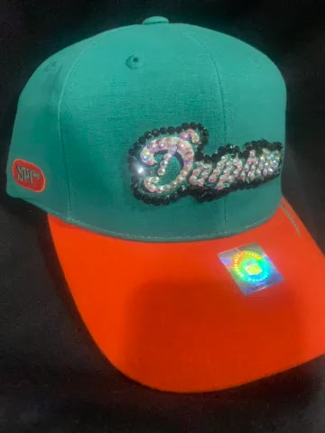 Miami Dolphins NFL Team Bedazzled Adjustable Hat