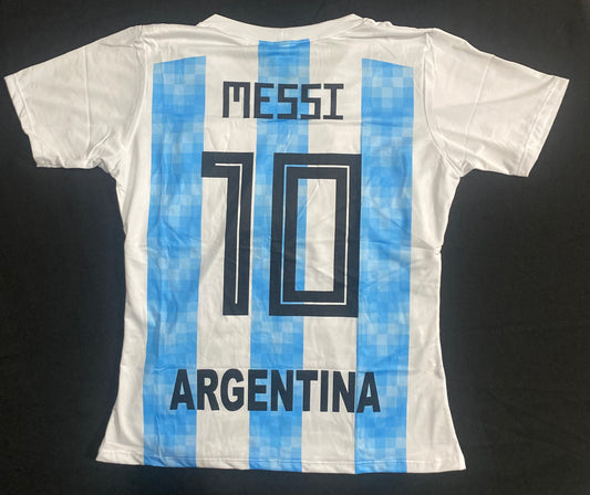 Argentina #10 Messi V-Neck Replica Women Jersey