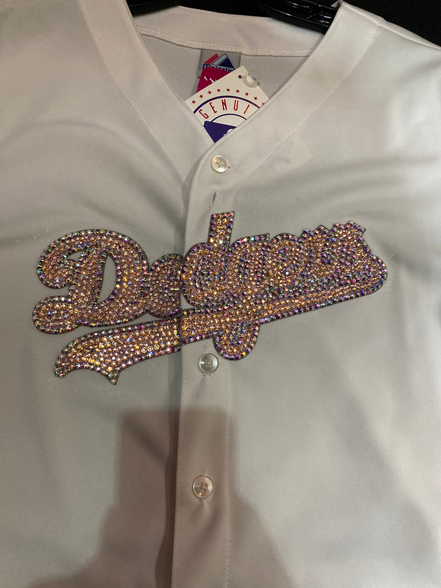 Los Angeles Dodgers MLB Majestic Bedazzled White Jersey for Women