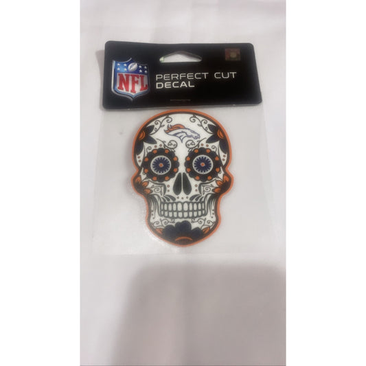 Denver Broncos NFL 4X4 Perfect Cut Decal Skull