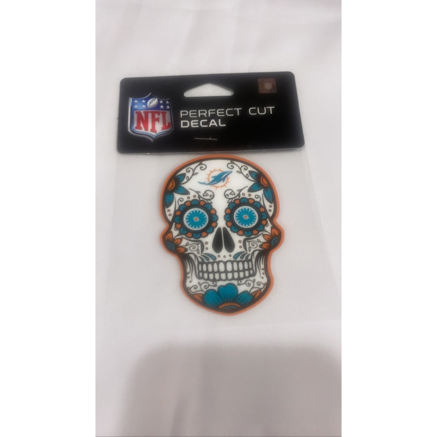 Miami Dolphins NFL 4X4 Perfect Cut Decal Skull