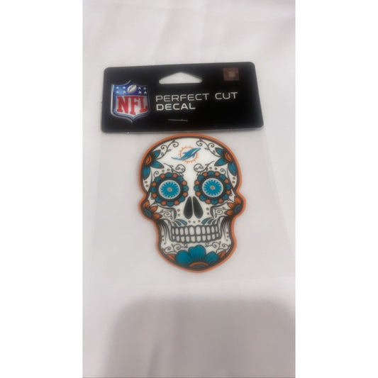 Miami Dolphins NFL 4X4 Perfect Cut Decal Skull