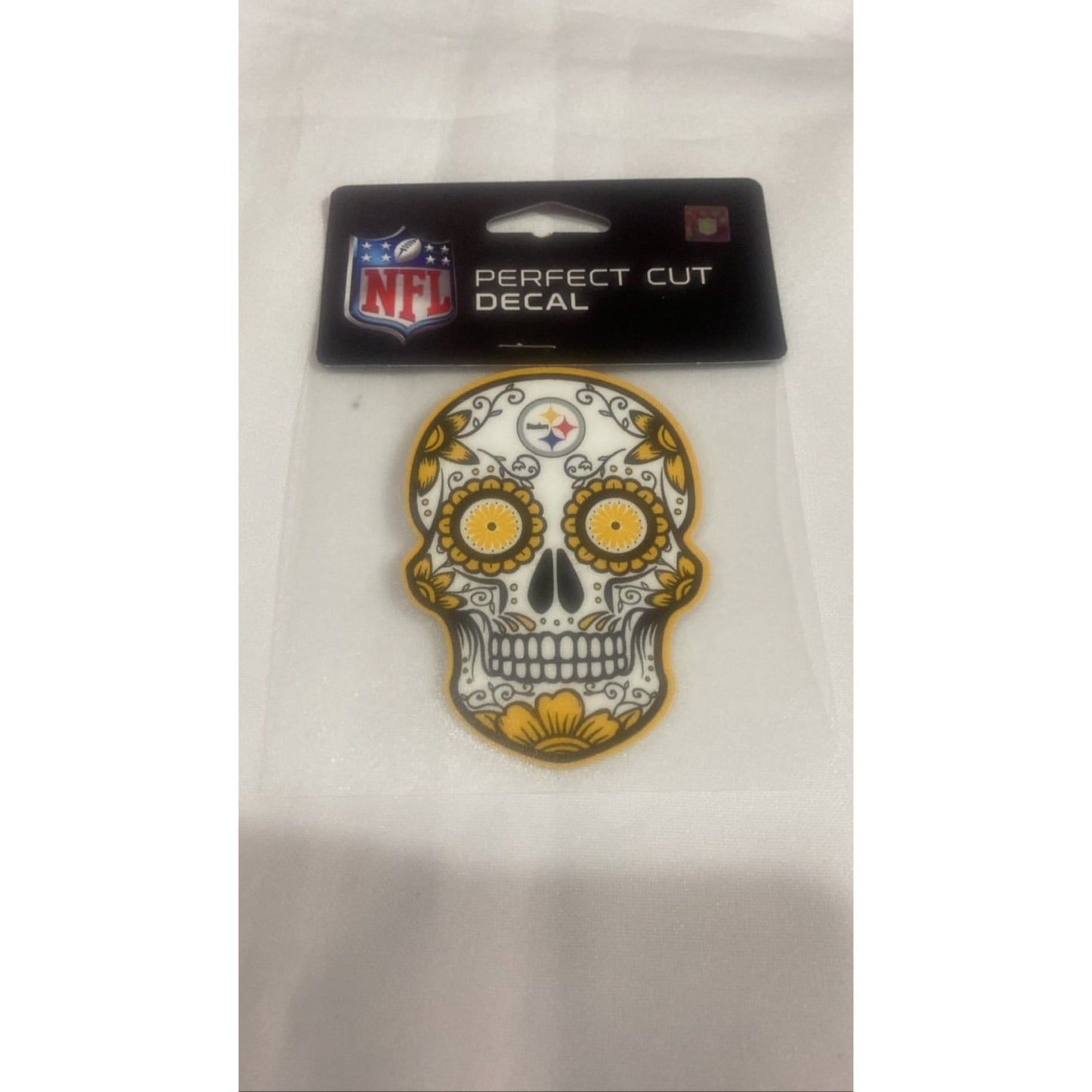 Pittsburgh Steelers NFL 4X4 Perfect Cut Decal Skull