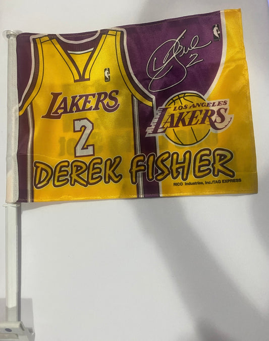 LA Lakers Derek Fisher #2 Window Car Flag