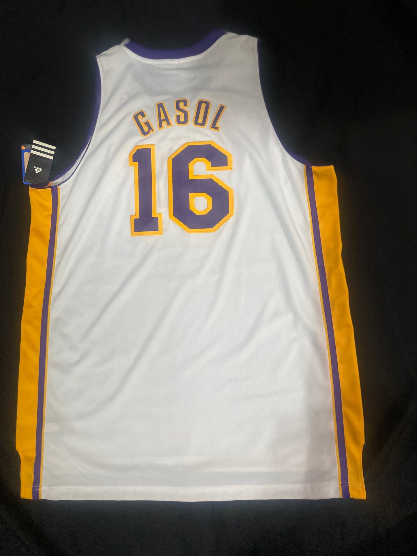 Los Angeles Lakers NBA Adidas #16 Gasol Men’s Throwback Jersey White