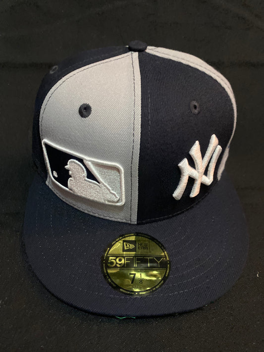 New York Yankees Two Tone Alternating Panels with 3D Embroidered NY Logo and MLB Logo 59Fifty Fitted Hat