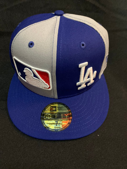 Los Angeles Dodgers Two Tone Alternating Panels with 3D Embroidered LA Sign and MLB Logo 59Fifty Fitted Hat