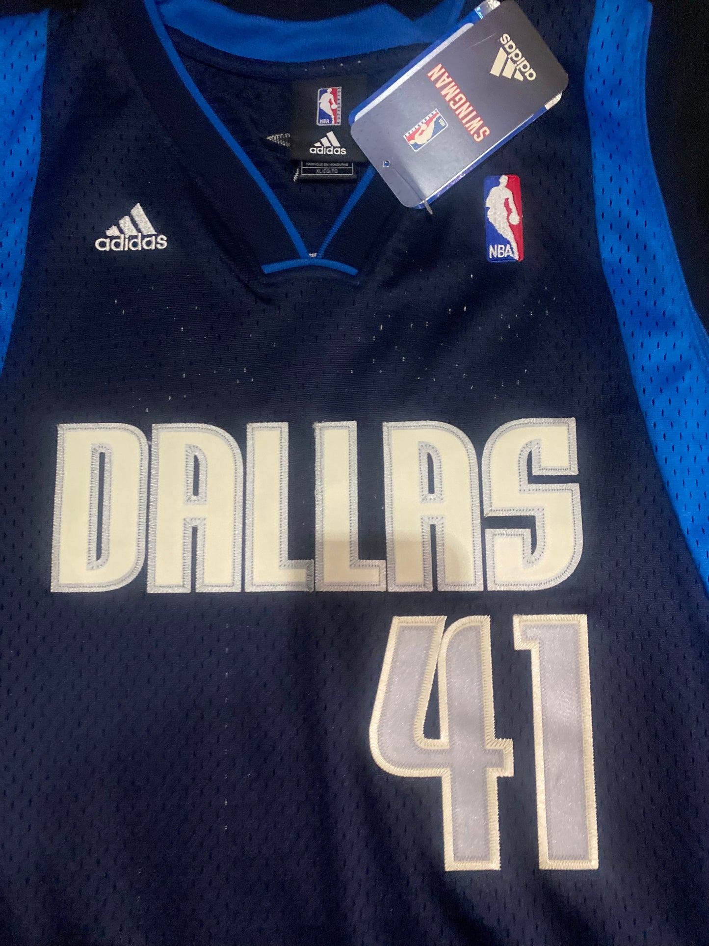 Dallas Mavericks NBA Adidas #41 Nowitzki Mens Throwback Jersey