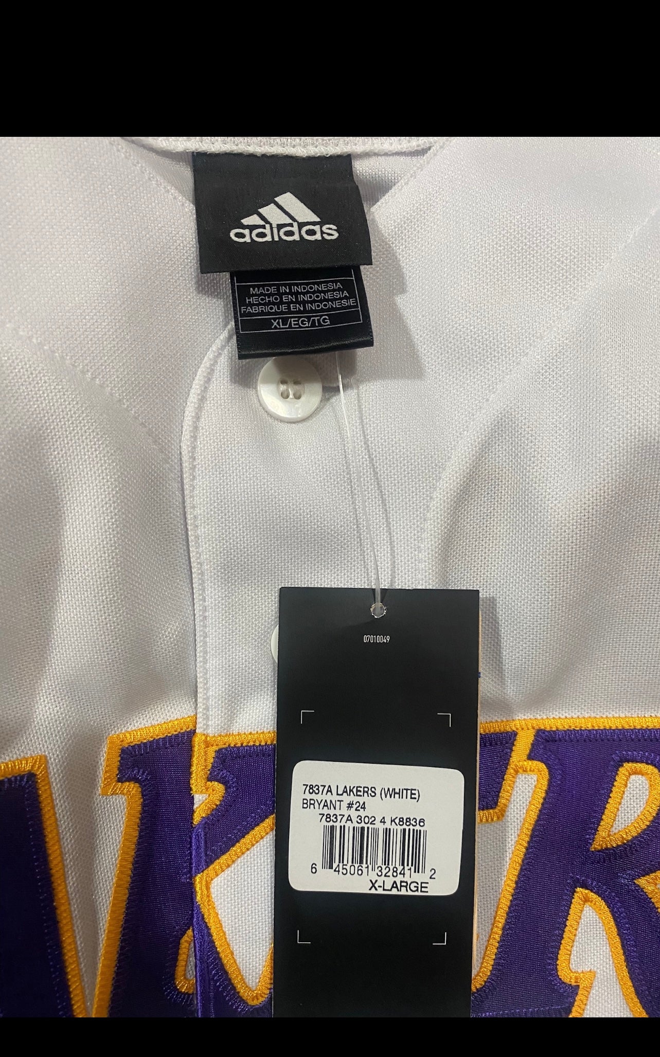 Los Angeles Lakers NBA Adidas Kobe Bryant #24 Retro Baseball Jersey