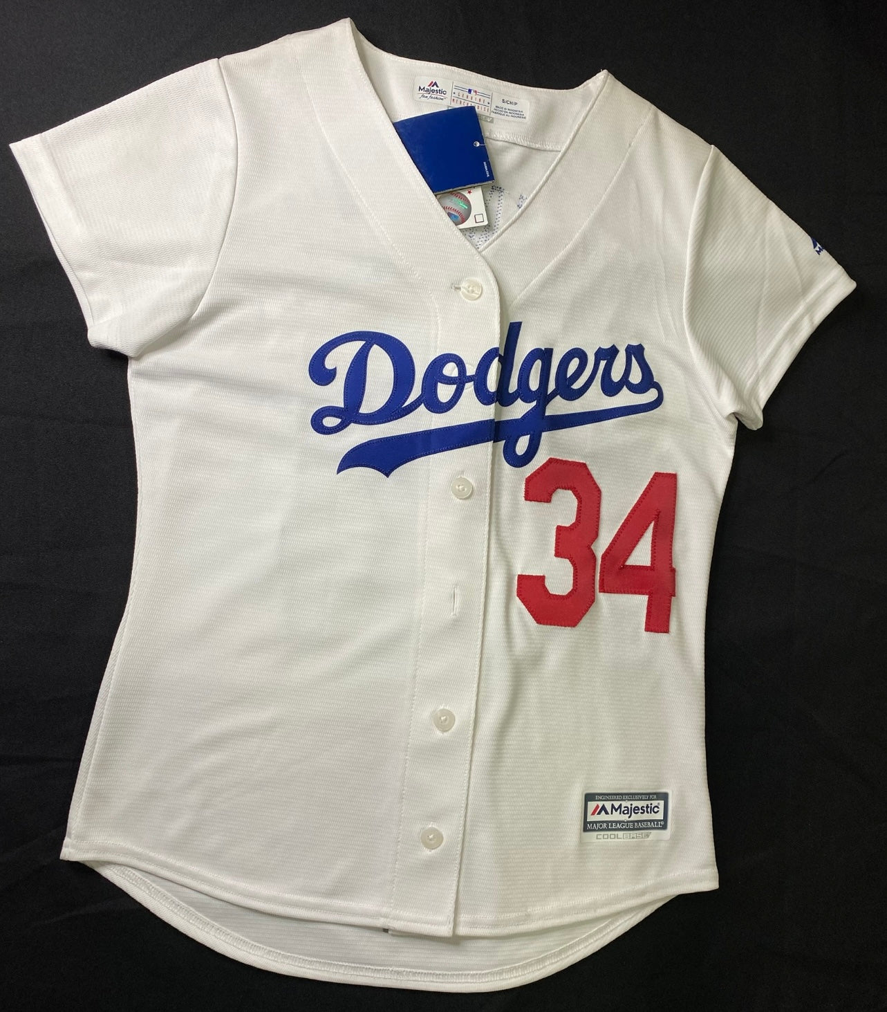 Los Angeles Dodgers MLB Majestic Genuine Merchandise #34 Valenzuela Jersey for Women