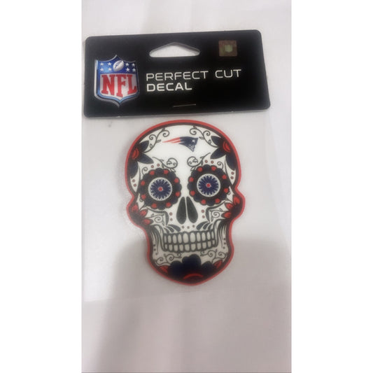 New England Patriots NFL 4X4 Perfect Cut Decal Skull