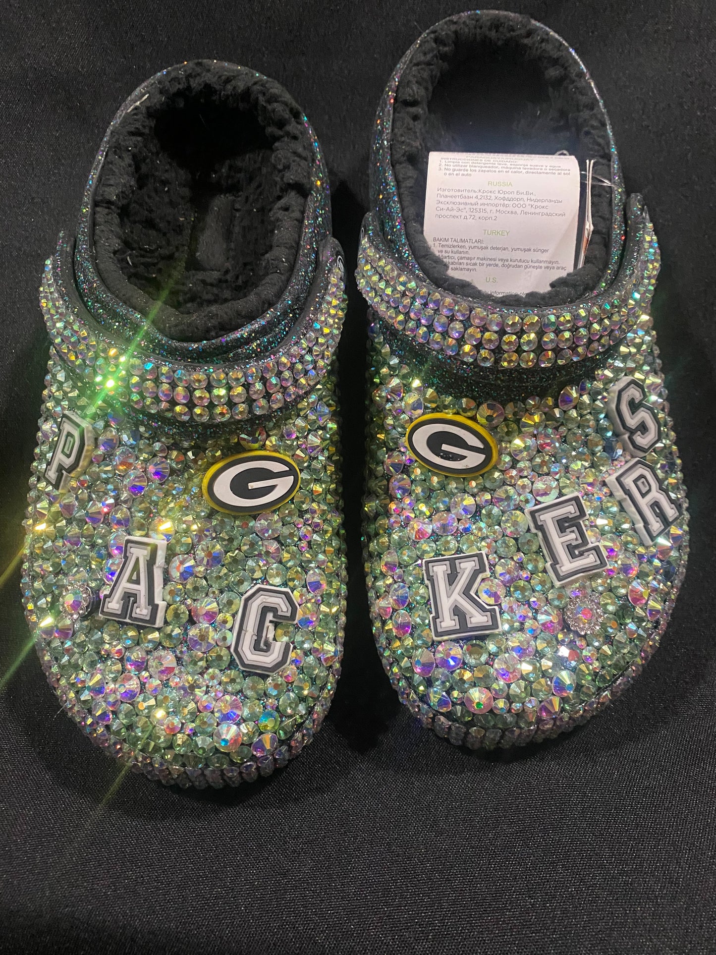 Green Bay Packers Crystal Bedazzled Crocs