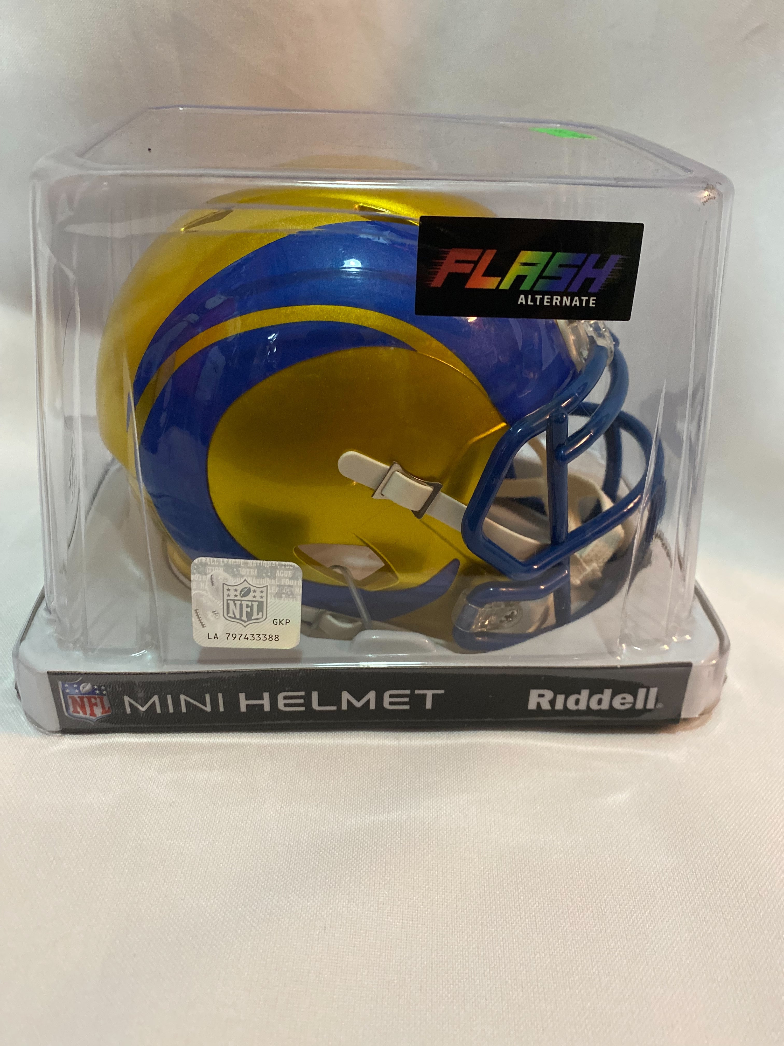 thumbnail image 2 of LA Rams Riddell Flash Mini Football Helmet – NFL Collectible 2 of 5