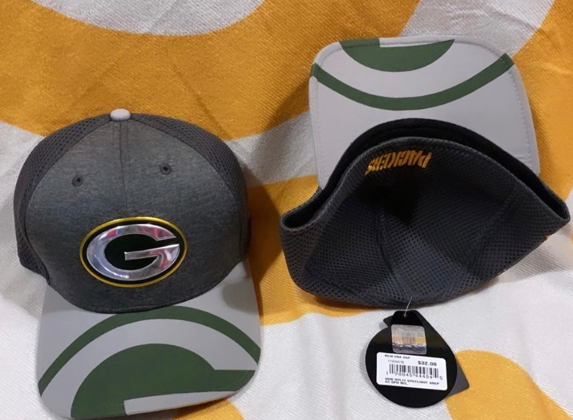 Green Bay PACKERS Flexible Fitted Hat for Men - Charcoal Grey