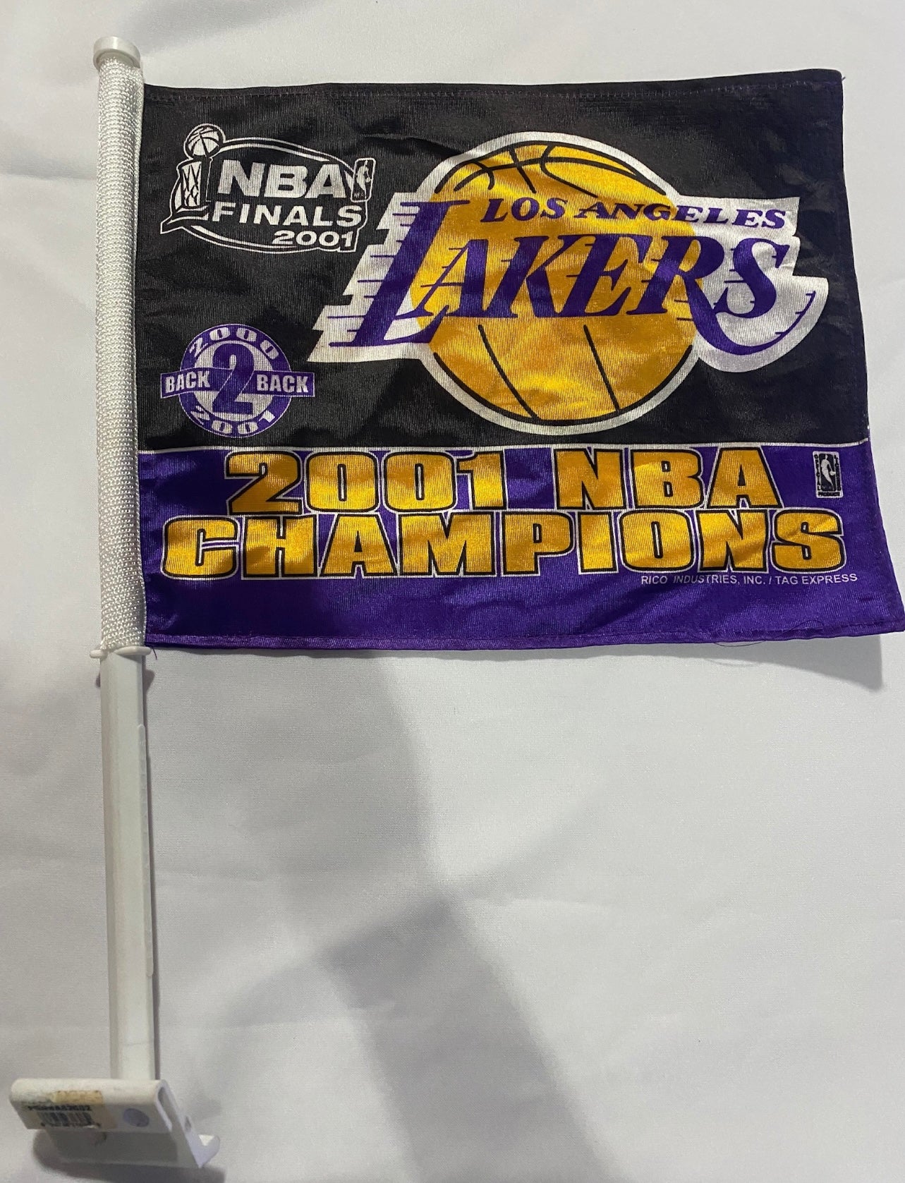 LA Lakers 2001 NBA Championship Black and Purple Window Car Flag