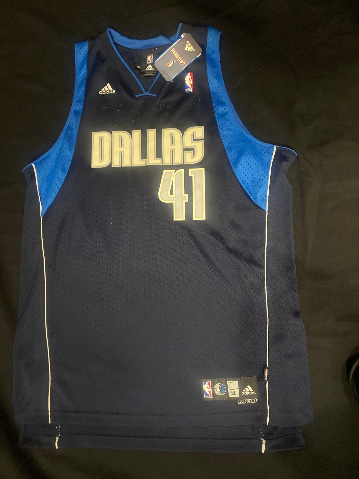 Dallas Mavericks NBA Adidas #41 Nowitzki Mens Throwback Jersey