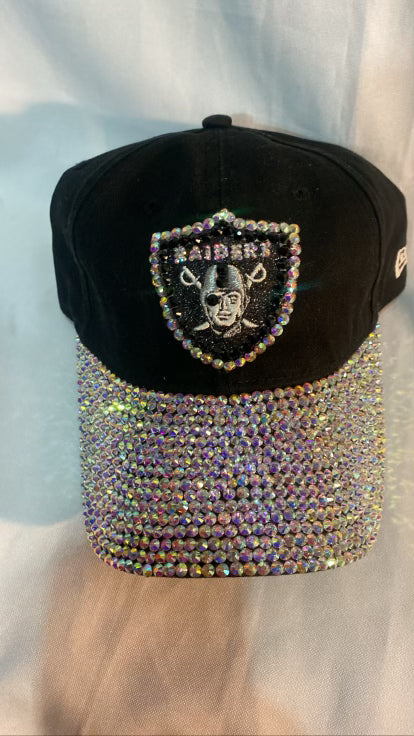 Las Vegas Raiders Bedazzled Visor and front Logo Adjustable Hat