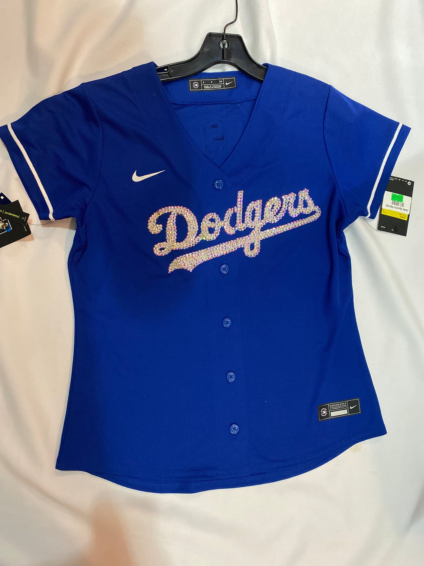 Los Angeles Dodgers MLB Nike Genuine Merchandise Royal Blue Bedazzled KERSHAW #22 Jersey for Women