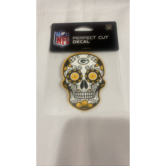 Green Bay Packers NFL 4X4 Perfect Cut Decal Skull