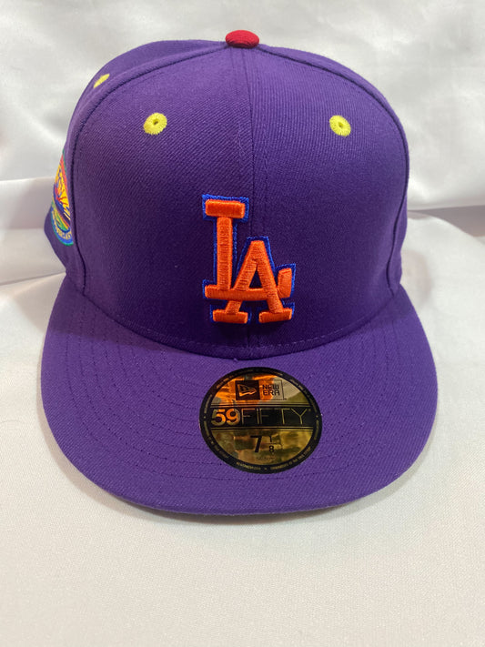 Los Angeles Dodgers MLB 59Fifty New Era “Dodger Stadium 50th Anniversary” Patch Fitted Hat Purple/Green