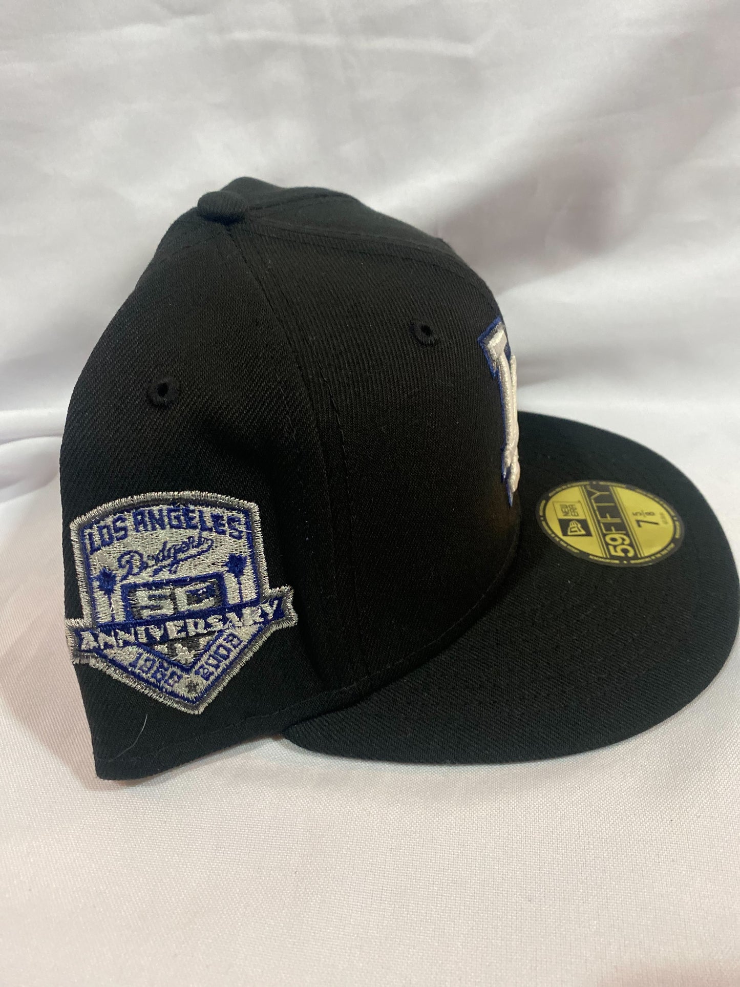 Los Angeles Dodgers MLB 59Fifty New Era “1958-2008 Los Angeles 50th Anniversary” Patch Fitted Hat Black