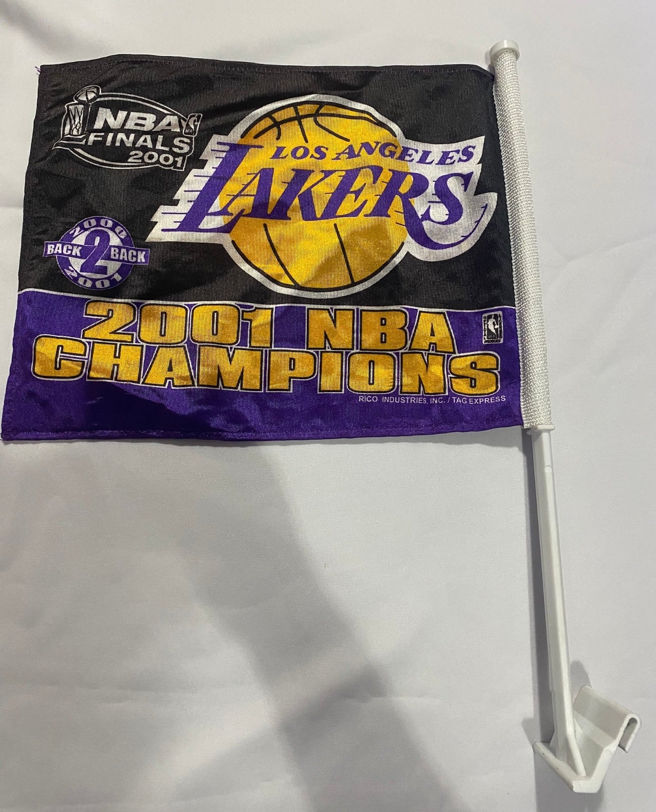 LA Lakers 2001 NBA Championship Black and Purple Window Car Flag