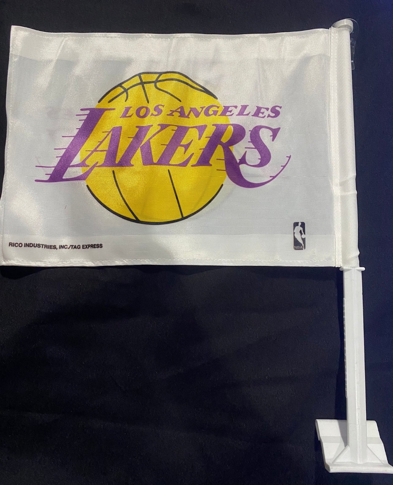 LA Lakers White Window Car Flag