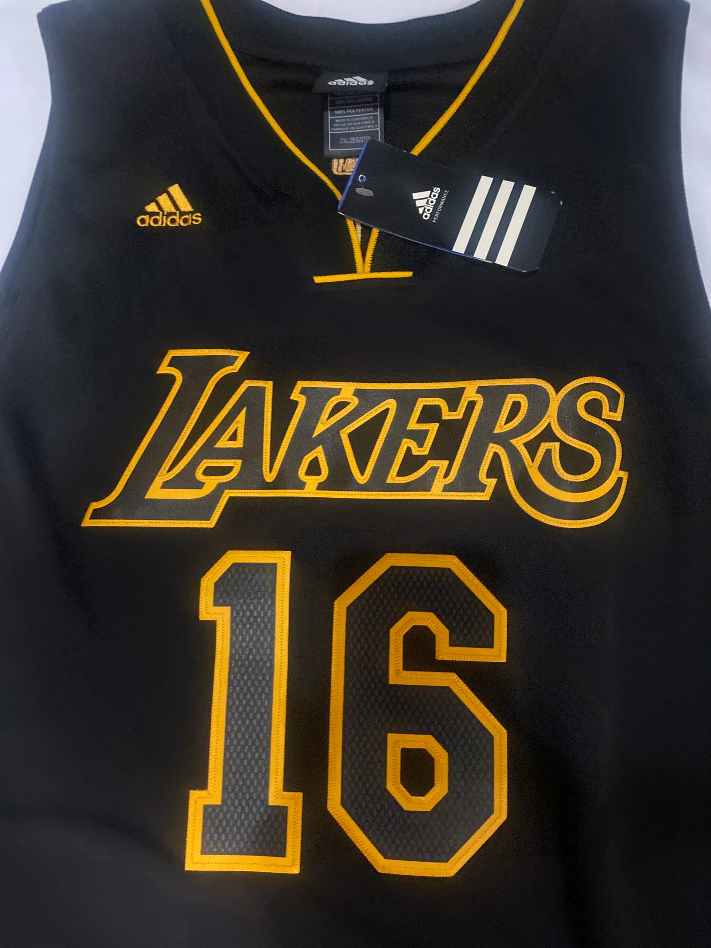 Los Angeles Lakers NBA Adidas #16 Gasol Men’s Throwback Jersey